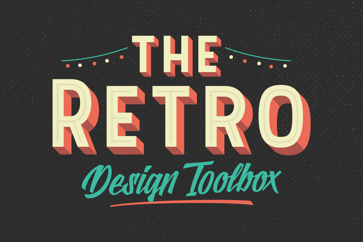 The Retro Design Toolbox 62 fonts and 1147 Graphics only 