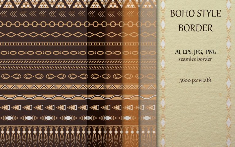 Boho style tribal border collection