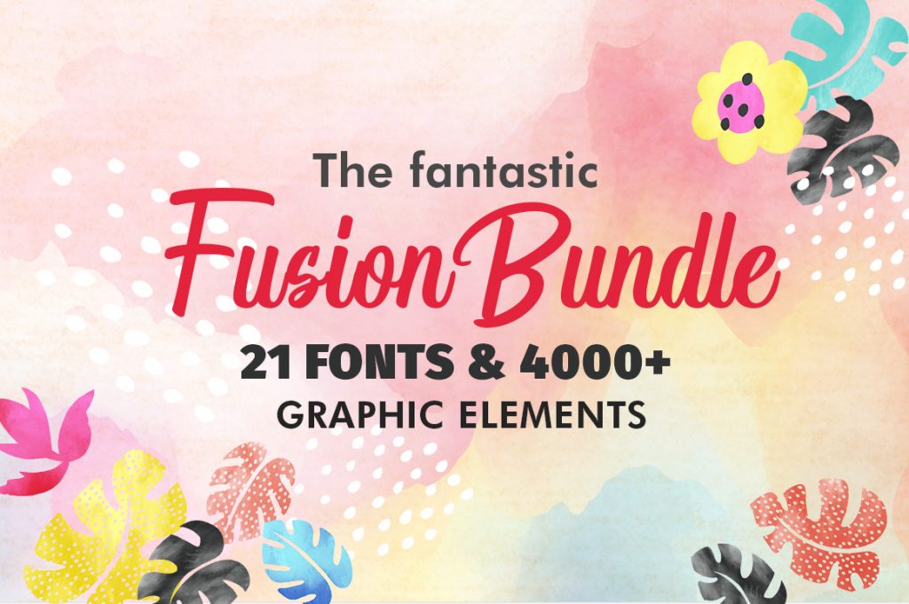 The Fantastic Fusion Bundle – 21 Fonts & 4000+ Graphic Elements