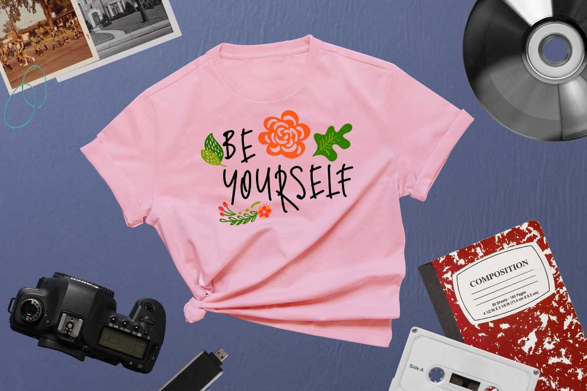 Be Yourself - Pink Tshirt Mockup