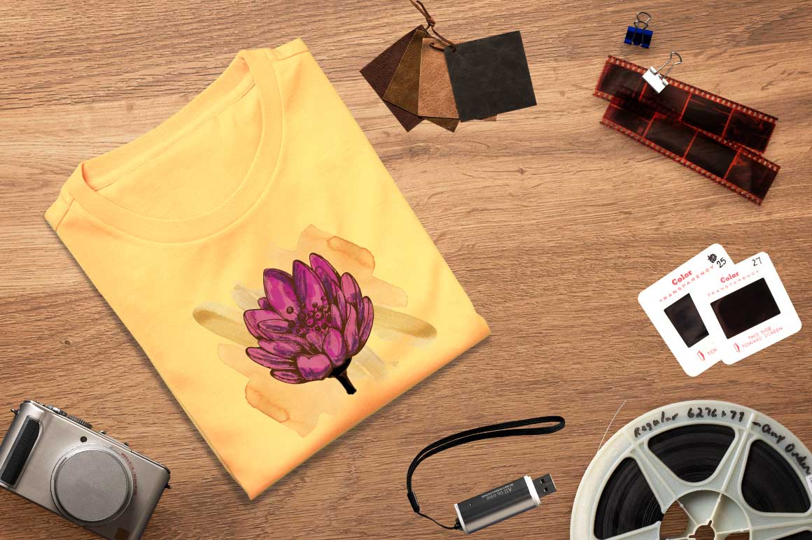 Folded Yellow Tshirt Mockup