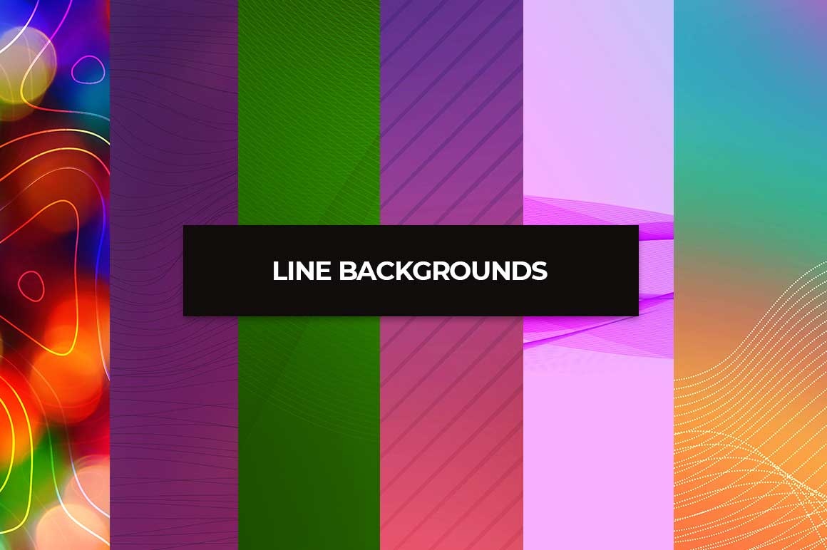 Collage of 6 line pattern colourful backgrounds