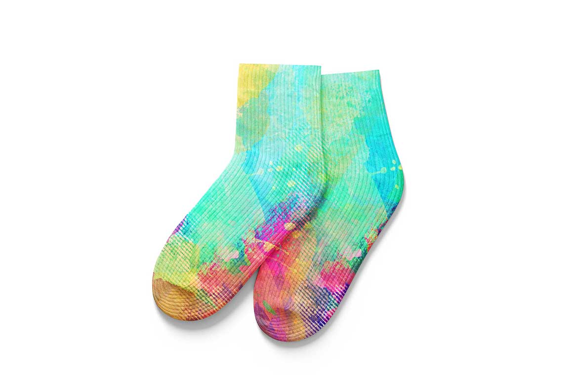 pair of socks in a watercolour print