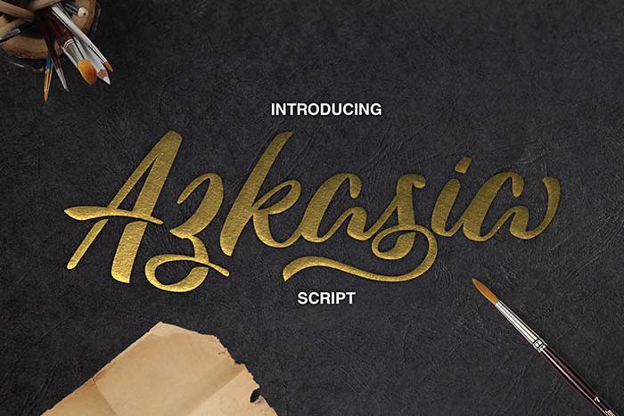 Image of Azkasia script font for graphic designers by Pixelo.