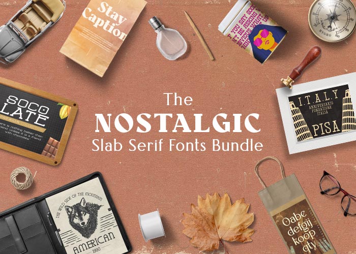 The Nostalgic Slab Serif Fonts Bundle Poster Preview