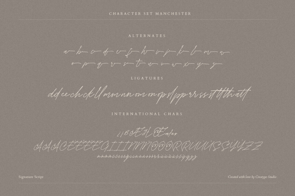 Manchester Font Character Set 2 Preview Image