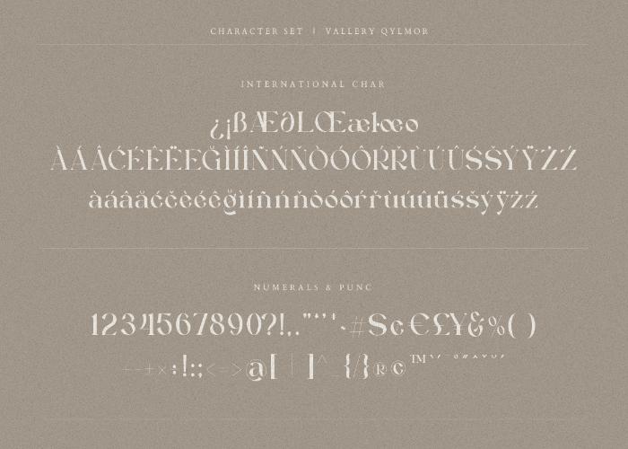 Vallery Qylmor Thick Sans Serif Font Character Set 2 Preview Image