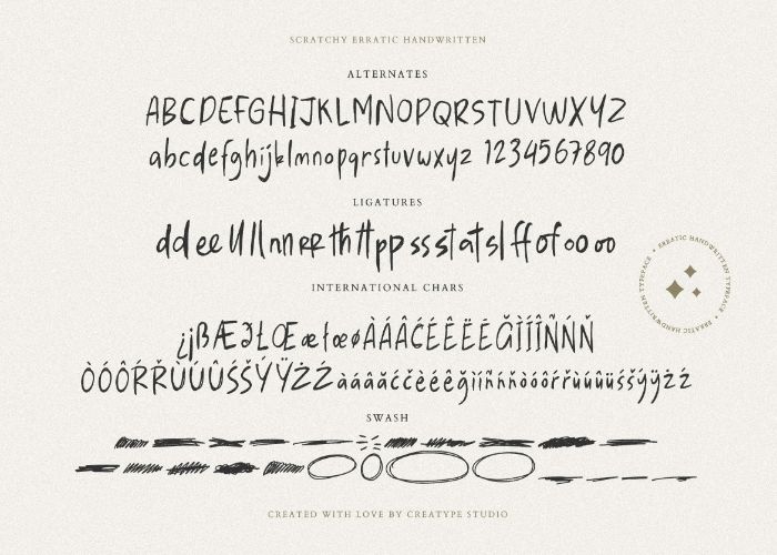 Scratchy handwritten font