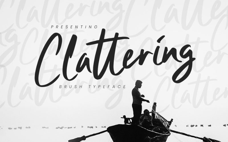 A handmade brush font in black color and white background