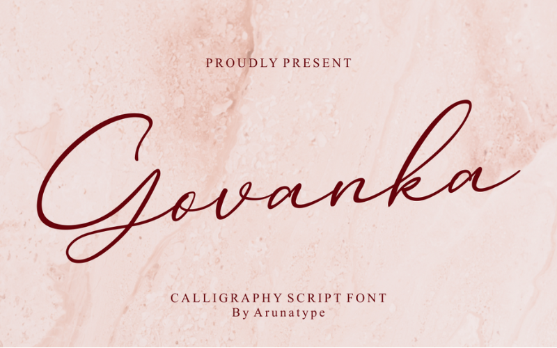 An elegant holiday font with a light pink color background