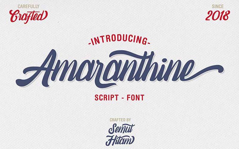 Amaranthine font banner with typography around