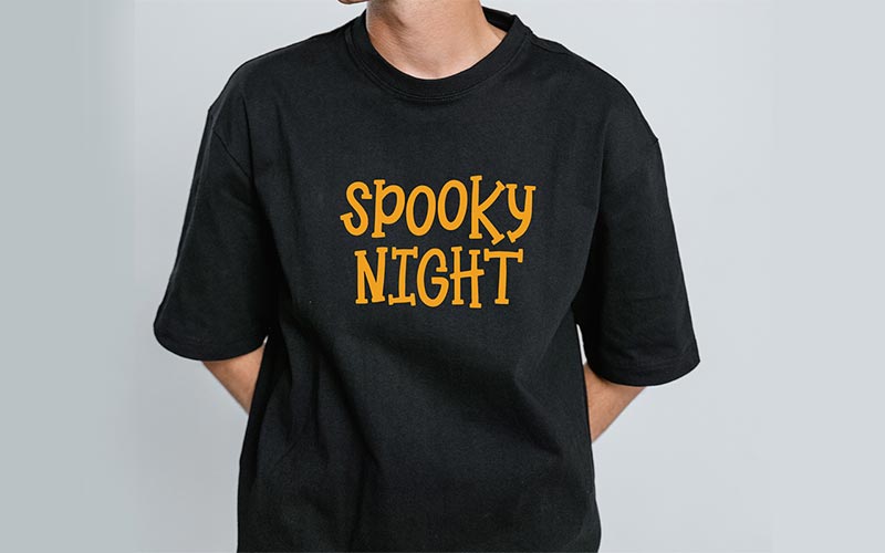 Black T-Shirt with Halloween text