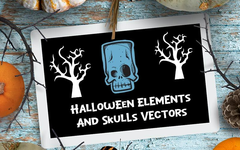 Halloween Elements And Skulls Vectors