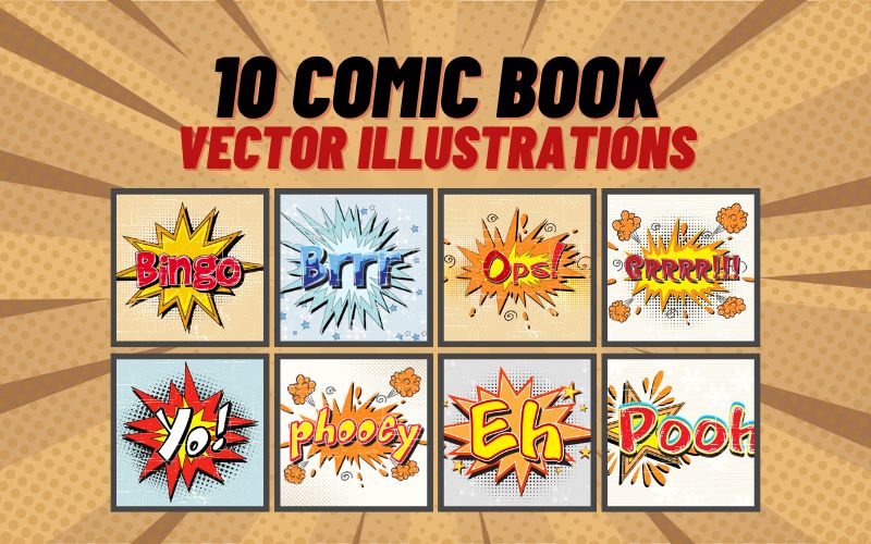10 comic book vector illustrations