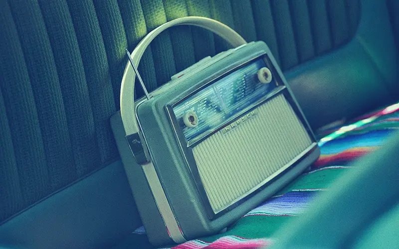 A Free Retro Photoshop Action Preview On An Image Of A Vintage Radio