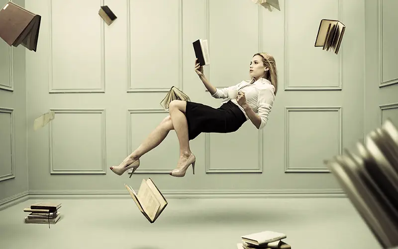 A Free Retro Photoshop Action Preview On An Image Of A Falling Woman