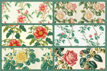 A preview of the floral patterns included in the bundle.