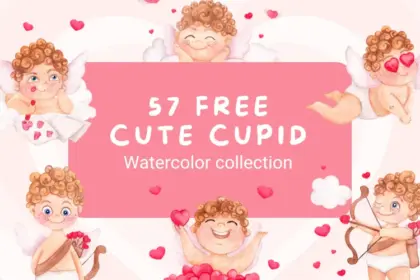 57 free cute cupid watercolor collection feature image