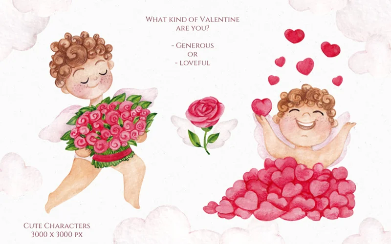 Cute cupid watercolor bundle