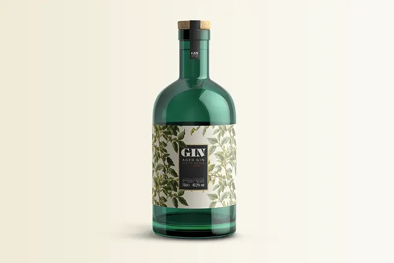 A preview of the floral patterns included in the bundle used on a glass bottle label.