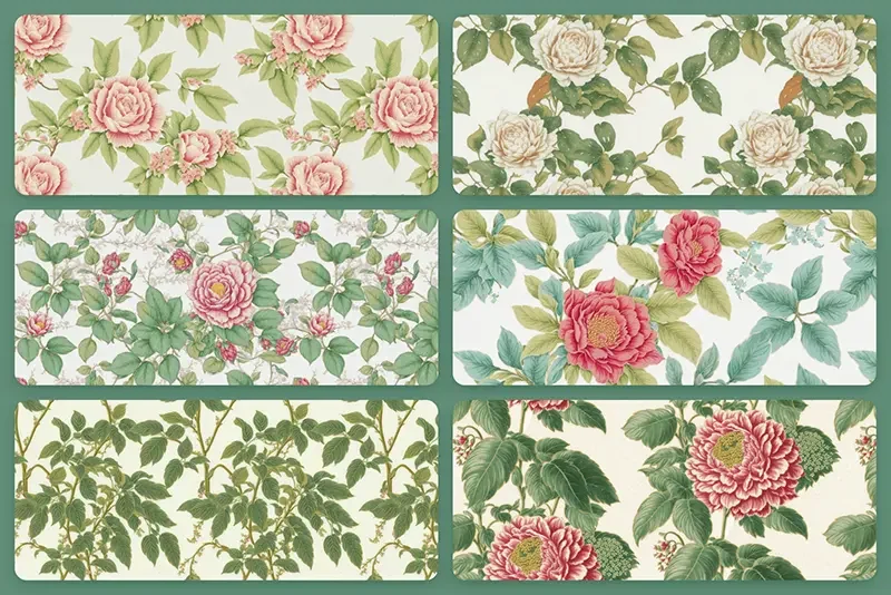 A preview image of the floral patterns included in the bundle.